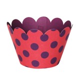 Purple Pokaldot Red Cupcake Wrappers - 12units/pack